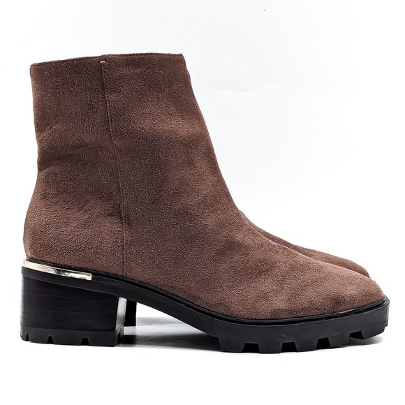 Nine West Women Ronda Brown Fabric Zip Lug Dressy Office Boots size 11 - Picture 10 of 12